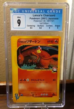 Pokemon VS Japanese Lance's Charizard 1st Edition 097/141 CGC 9 Mint Blue Label - Image 3
