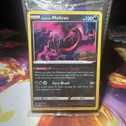 Pokemon TCG Galarian Moltres SWSH125 Evolving Skies!! PRE RELEASE Holo - SEALED - Image 1