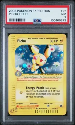 2002 POKEMON EXPEDITION #22 PICHU HOLO PSA 7 (6873) - Image 1