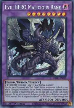 Yu-Gi-Oh! Evil HERO Malicious Bane 1st Ed. BROL-EN069 Secret Rare NM/LP x1 - Image 1