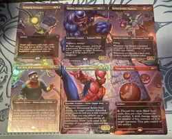 MTG Marvel Spider-Man Scene FOIL Borderless NM 6 Card Set SPE Venom Green Goblin - Image 1