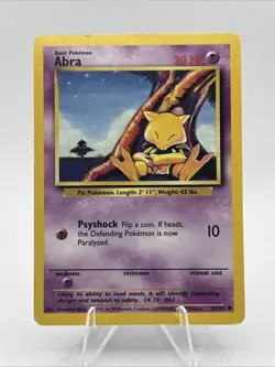 Pokemon TCG Abra Base Set Unlimited Common Card 43/102 MP 1999 WOTC Vintage Rare - Image 1