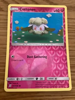 Cottonee Pokemon Card 143/236 Reverse Holo- Used -Sun & Moon-Unified Minds - Image 1