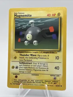 Pokemon TCG Magnemite Base Set Unlimited Common Card 53/102 1999 WOTC MP Vintage - Image 1