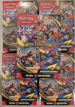 Lot of 5 Pokemon MEGA EVOLUTION Booster Bundles Pokemon Sealed - Image 1