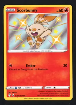 Scorbunny SV015/SV122 Shining Fates Shiny Holo Rare Pokemon TCG - Image 1