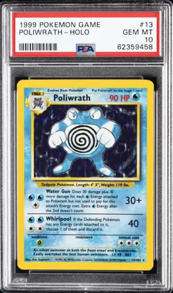 1999 POKEMON GAME #13 POLIWRATH-HOLO PSA 10 - Image 1
