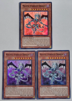3 x YuGiOh TCG Malefic Stardust Dragon CT08-EN014 Super Rare Limited Edition LP - Image 1