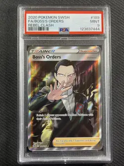 Pokemon Card PSA 9 Mint Boss's Orders Rebel Clash Swsh 2020 189/192 - Image 1