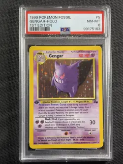 Pokemon Card PSA 8 NM-MT Gengar 1st Edition Holo Fossil Wotc 1999 Rare 5/62 - Image 1
