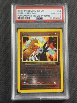 Pokemon Card PSA 8 NM-MT Entei Rev Foil Movie Promo 3 Black Star 2001 #34 - Image 1