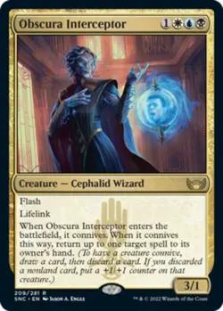 Obscura Interceptor #209/281 MTG Streets of New Capenna SNC Rare Near Mint - Image 1