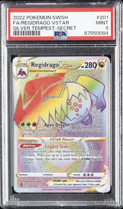2022 POKEMON SWORD & SHIELD SILVER TEMPEST SECRET FULL ART/REGIDRAGO VSTAR PSA 9 - Image 1