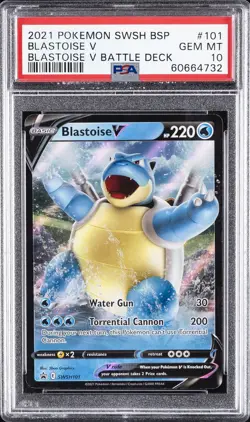2021 POKEMON SWSH BLACK STAR PROMO BLASTOISE V BATTLE DECK BLASTOISE V PSA 10 - Image 1