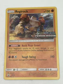 Regirock - SM74 - Pokemon Sun & Moon Promo STAFF Prerelease Holo Rare Card NM - Image 1