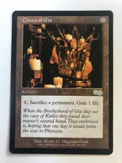 1x Claws of Gix 1998 Urza's Saga Magic Card, COMBINED SHIPPING - Image 1