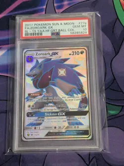 2017 POKEMON SUN & MOON SHINING LEGENDS #77A FULL ART/ZOROARK GX PSA 10 - Image 1