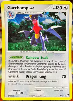 SWIRL 🔥 Garchomp 9/123 Lv. 66 Mysterious Treasures Holo Rare Pokemon TCG - LP - Image 1