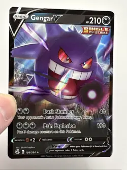 Pokemon TCG Gengar V Ultra Rare Fusion Strike 156/264 Mint Pack Fresh - Image 1
