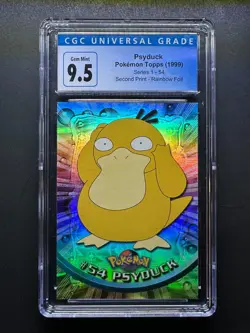 topps Pokemon TV Animation Edition Series 1 Rainbow Foil #54 Psyduck CGC 10 - Image 1