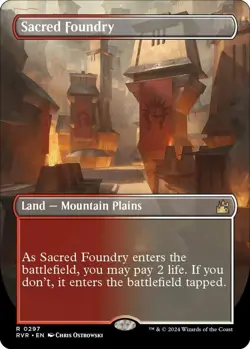 MTG Ravnica Remastered Borderless Card #297 Sacred Foundry - Image 1
