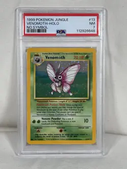 1999 Pokemon Jungle Venomoth Holo No Symbol Error Card 13/64 PSA 7 NM - Image 1
