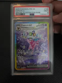 PSA 9 MINT Espeon Ex Prismatic Evolutions SIR Full Art Holo Pokemon 155/131 - Image 3