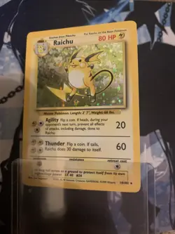 Pokemon TCG Raichu 14/102 Holo Base Set Vintage CCG Moderate Play 14 - Image 4