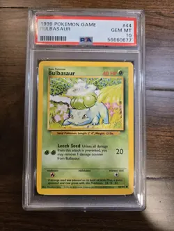 1999 Pokemon Game Base PSA 10 Bulbasaur #44 UNLIMITED FRESH GRADE SLAB MINT - Image 1