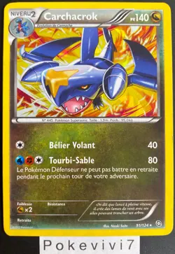 Carte Pokemon CARCHACROK 91/124 Holo Mosaique Noir et Blanc N&B FR OCCASION - Image 1