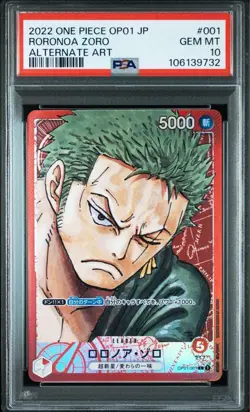 Roronoa Zoro PSA10 Leader Parallel OP01 001 Romance Dawn One Piece Card - Image 2
