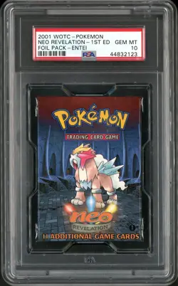 2001 Pokemon 1st Edition Neo Revelation Booster Pack Entei Art PSA 10 GEM MINT - Image 1