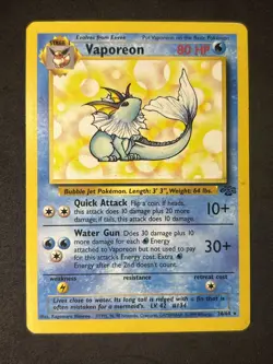 VAPOREON 1ST EDITION (Non-Holo Rare) - 28/64 WotC Pokemon TCG Jungle Set LP - Image 1
