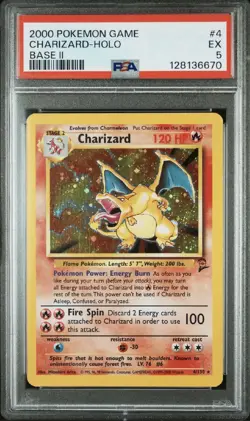 Pokemon TCG Charizard Holo Rare Card Base Set, PSA 5, 4/102 - Image 1