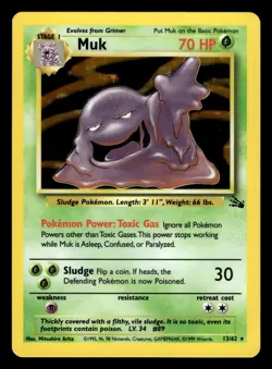 Muk 13/62 Holo Rare Fossil Set Pokemon Card - Image 1