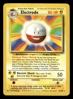 Electrode 21/102 Rare Base Set Pokemon Card - 2 - Image 1