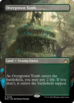 MTG Ravnica Remastered Borderless Card #296 Overgrown Tomb - Image 1