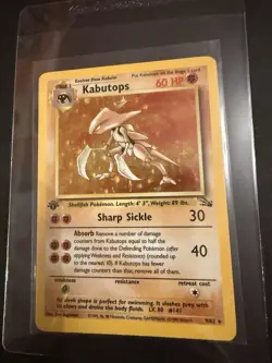 Pokemon TCG Kabutops 9/62 Fossil Holo Rare 1st Edition WOTC Vintage - Image 1