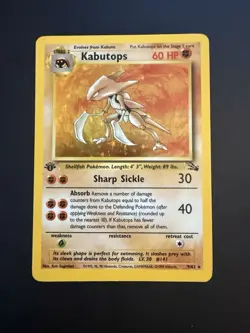 Pokemon TCG Kabutops 9/62 Fossil Holo Rare 1st Edition WOTC Vintage - Image 2