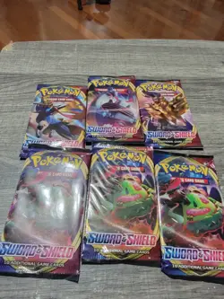 Pokemon TCG Sword and Shield Base Set Booster 6 Packs New - Image 1