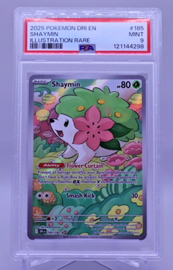 2025 POKEMON DRI EN-DESTINED RIVALS ILLUSTRATION RARE #185 SHAYMIN PSA 9 S002 - Image 1