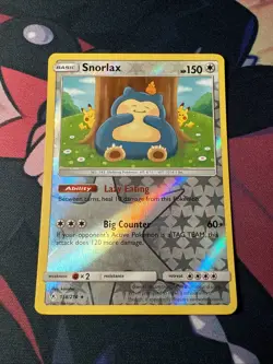 Pokemon TCG Snorlax 158/214 Sun & Moon Unbroken Bonds Reverse Holo Rare Card - Image 1