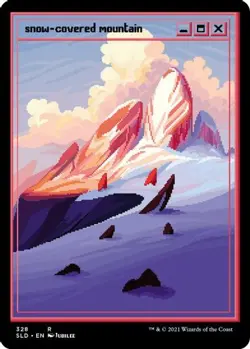 MTG Snow-Covered Mountain (PixelSnowLands.jpg) SLD Rare Normal #328 - Image 1