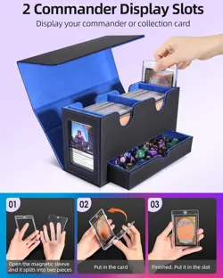 MTG Deck Box, MTG Commander Card Deck Box with Commander Display, Fits 250+ Sing - Image 4