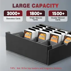 Trading Card Storage Box, 3000+ MTG Deck Box with 24 Dividers & 6 Card Supporter - Image 3