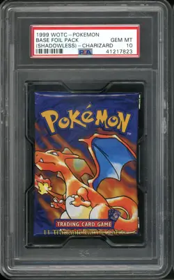 1999 Pokemon Base Set Shadowless Foil Booster Pack Charizard Art PSA 10 GEM MINT - Image 1