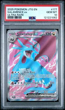 2025 POKEMON JTG EN-JOURNEY TOGETHER #177 SALAMENCE ex ULTRA RARE PSA10 - Image 1