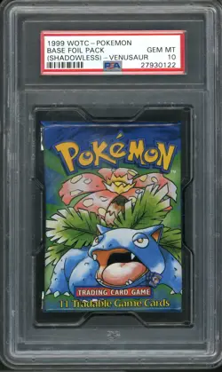 Pokemon Base Set Shadowless LONG CRIMP Booster Pack Venusaur Art PSA 10 GEM MINT - Image 1