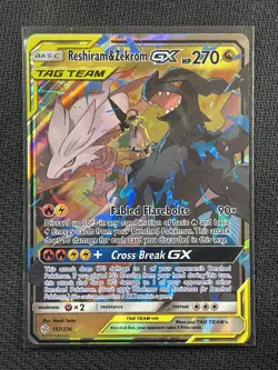 Pokemon Card Reshiram & Zekrom Gx Tag Team Cosmic Eclipse S&M 157/236 - Image 1