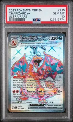 2023 POKEMON OBF EN-OBSIDIAN FLAMES #215 CHARIZARD ex ULTRA RARE PSA 10 GEM MINT - Image 1